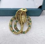 Брошка у вигляді змії із стразами, золотиста