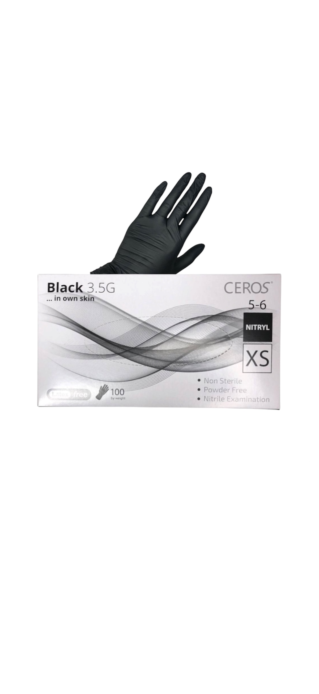 Photoroom_20260513_224007 Рукавички нітрилові чорні розмір XS CEROS Fingers® Black , 100шт/упаковка - Зображення 1